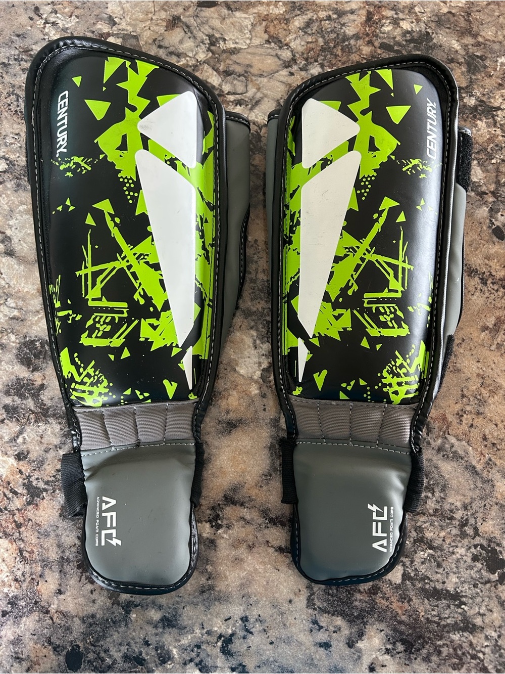 Kids Lime Green and Black Shin Guards